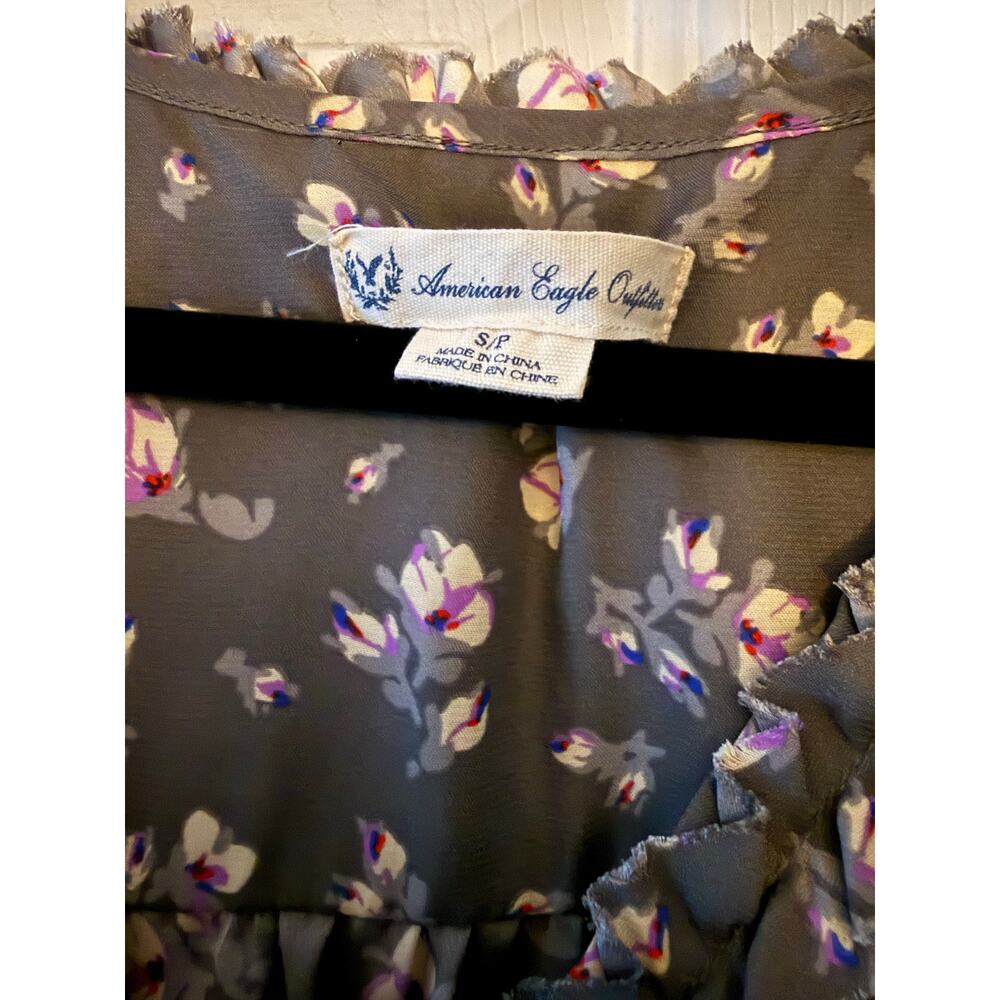 Grey Floral Dress By American Eagle Outfitters Size Small - Picture 3 of 6